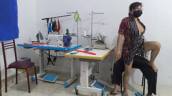 Intense seduction in the sewing workshop