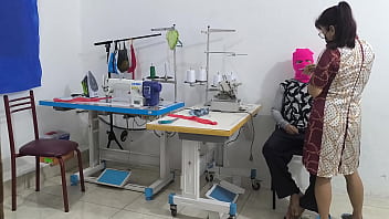 Intense seduction in the sewing workshop