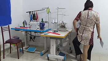 Intense seduction in the sewing workshop