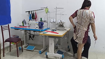 Intense seduction in the sewing workshop