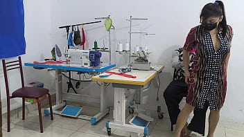 Intense seduction in the sewing workshop