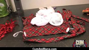 Black chick blows group of white cocks 7