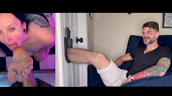 Raven vice licks throats and gags on my feet in gloryhole