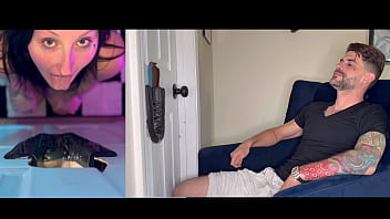 Raven vice licks throats and gags on my feet in gloryhole