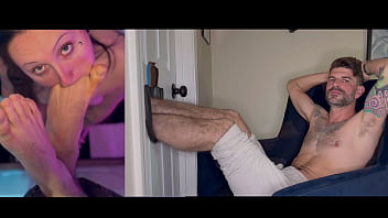 Raven vice licks throats and gags on my feet in gloryhole