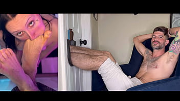 Raven vice licks throats and gags on my feet in gloryhole