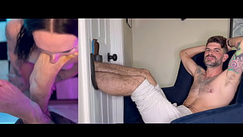 Raven vice licks throats and gags on my feet in gloryhole