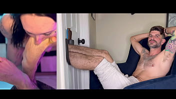 Raven vice licks throats and gags on my feet in gloryhole