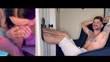 Raven vice licks throats and gags on my feet in gloryhole