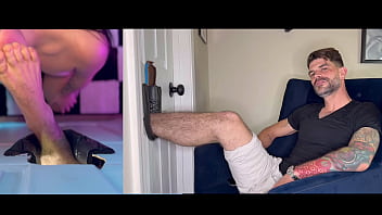 Raven vice licks throats and gags on my feet in gloryhole