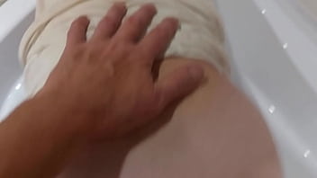 Standing doggystyle fuck and blowjob with mature wife