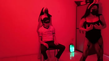 Sluts stepsist seduce their stepbrother to make him horny at his college celebration