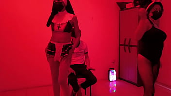 Sluts stepsist seduce their stepbrother to make him horny at his college celebration