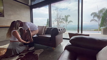 My best friend fucks me on the couch when his girlfriend left and left us alone