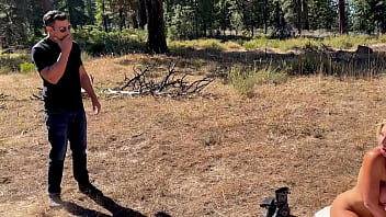 Two hot milfs seduce a hiker to take his cum