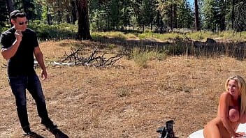 Two hot milfs seduce a hiker to take his cum