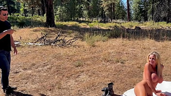 Two hot milfs seduce a hiker to take his cum