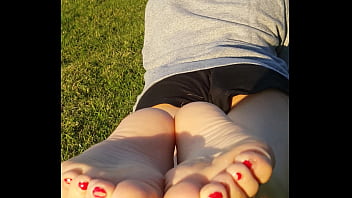 Asian girl shows soles and feet in public check profile bio for more info