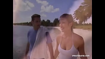 Karma gives amazing upskirt before two guys suck her massive boobs