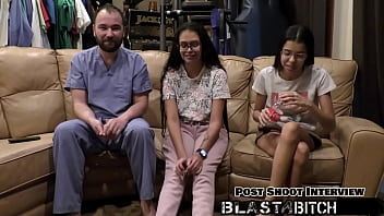 Stepsisters aria nicole & angel santana suck dick and get blasted full of cum