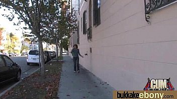 Ebony gets group cumshots 5