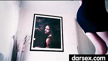 Gorgous babe in stockings tasiting a dick 14