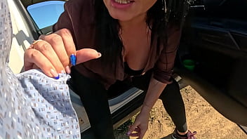 Intense car play – tight leggings masturbation blowjob & messy facial 305