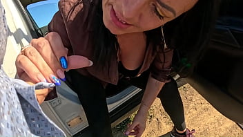 Intense car play – tight leggings masturbation blowjob & messy facial 305