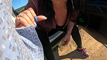 Intense car play – tight leggings masturbation blowjob & messy facial 305