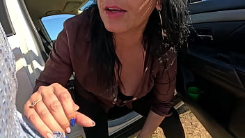 Intense car play – tight leggings masturbation blowjob & messy facial 305