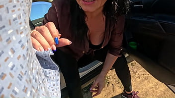 Intense car play – tight leggings masturbation blowjob & messy facial 305