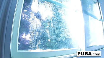 Busty babe plays with her pussy