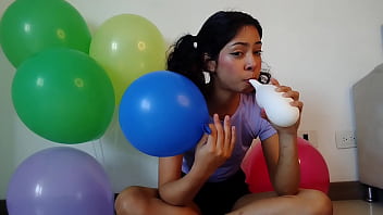 Pigtailed blowing and having fun