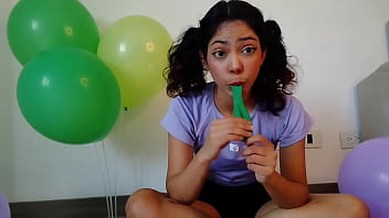 Pigtailed blowing and having fun