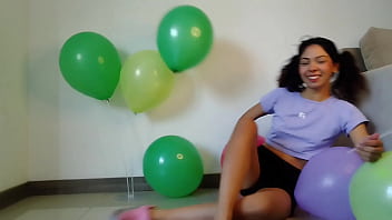 Pigtailed blowing and having fun