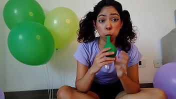 Pigtailed blowing and having fun