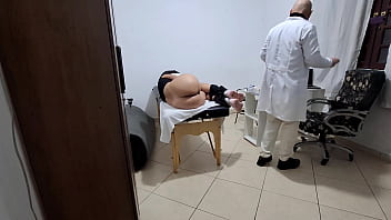 A milf gets fingered by the proctologist during an anal exam
