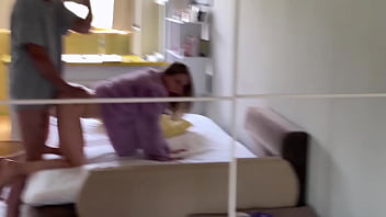 Babe in purple lingerie bouncing on my cock