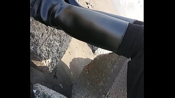 Fetish Rubber Boots At Beach thumbnail