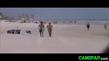 Hot teen beach voyeur jiggly tits