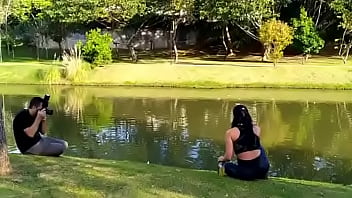 Giant ass brunette showing off her ass