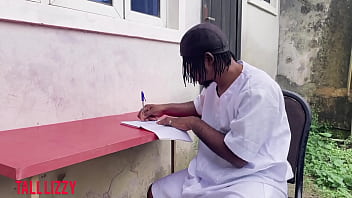 Quack doctor fist stripper in process of treating her