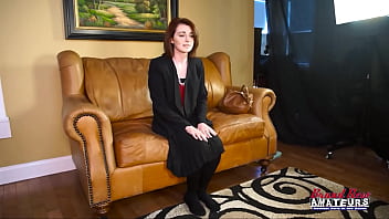 Cute redhead coed ravyn rubs her perky tits and wet pussy with a sex toy