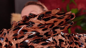 Long leather gloves and oily face asmr arya grander sfw video