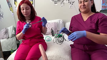 Gloved up cock milking