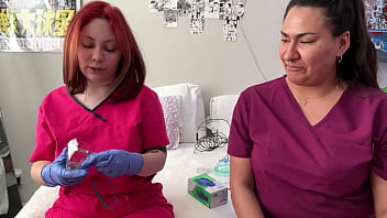 Gloved up cock milking