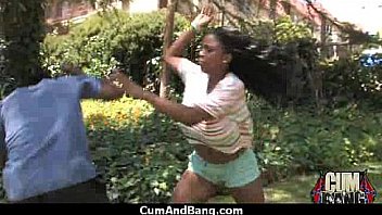 Black chick blows group of white cocks 10