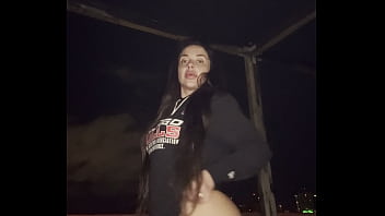 Horny latina masturbating on her terrace