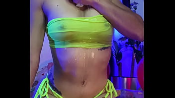 Getting wet and playing in a toy pool while i touch myself and get horny