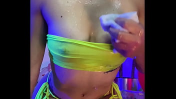 Getting wet and playing in a toy pool while i touch myself and get horny